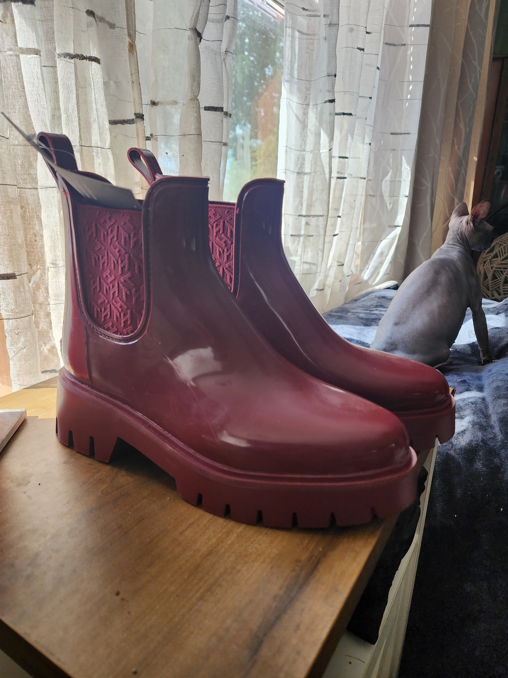 Tommy Hilfiger Burgundy Chelsea Rain Booties